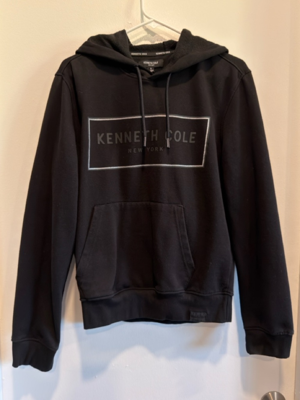 Kenneth Cole Men’s Black Hooded Sweatshirt with Logo Box